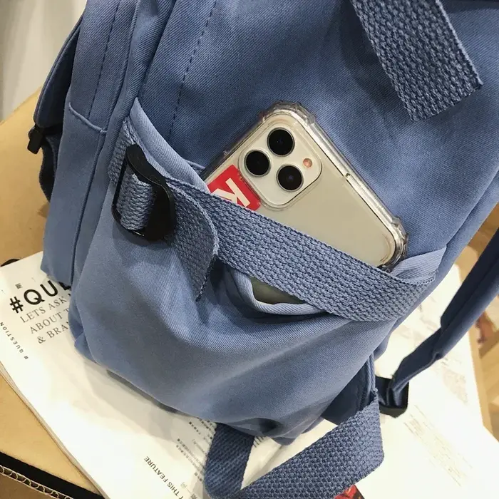 Sac à Dos d'École en Nylon Noir pour Femme