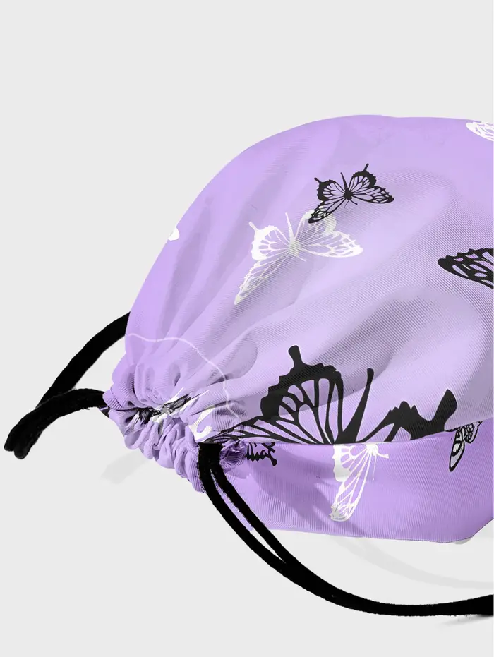 Sac à dos à cordon de serrage imprimé papillon violet