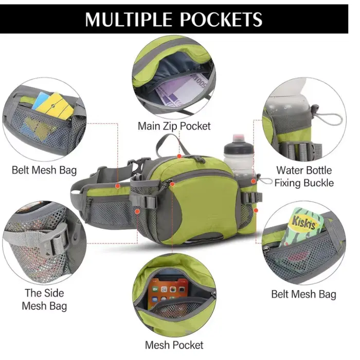 Sac de taille multifonctionnel pour la course à pied avec porte-bouteille