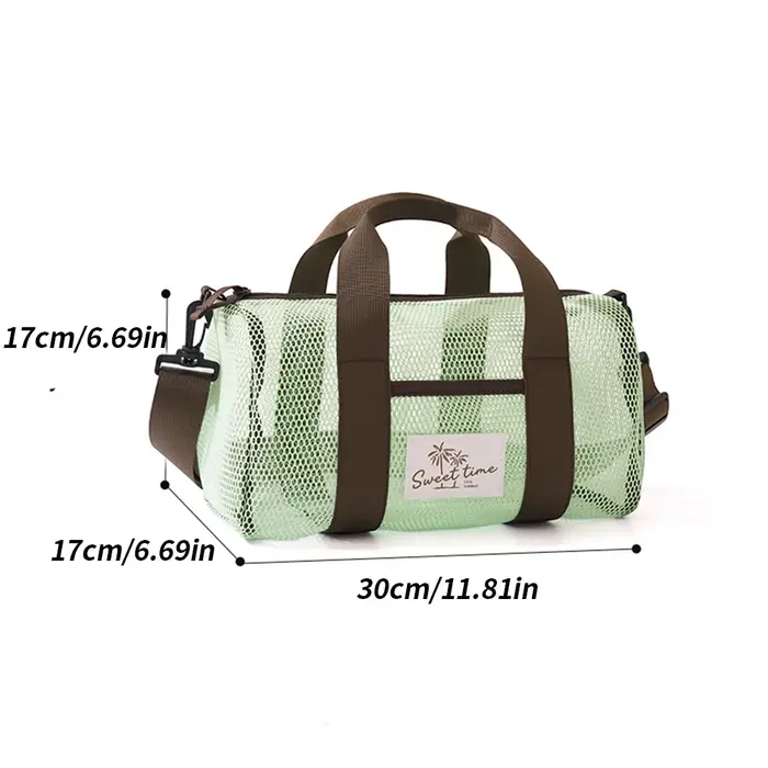 Sac de plage en maille respirante, sac de bain à séchage rapide avec fermeture éclair et poignées, s