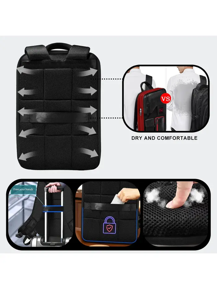 Sac à dos d'affaires mince et extensible pour ordinateur portable, sac à dos de voyage antivol étanc