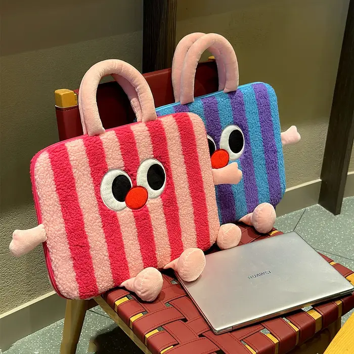 Sac à ordinateur portable coréen mignon de style dessin animé, pochette pour ordinateur portable 13.3 14 15 15.6 16 pouces, sacoche de rangement pour ordinateur, sac à main pour femme, pochette de voy