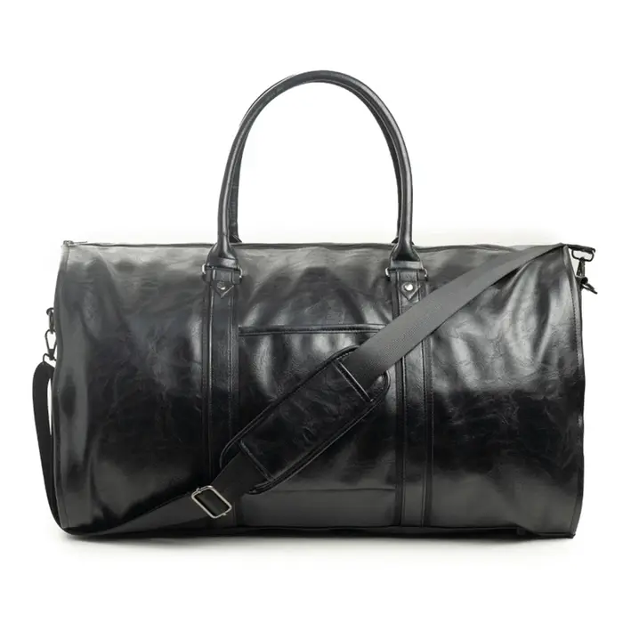 Sac de voyage en cuir pliable, sac de sport avec compartiment à chaussures, sac de rangement impermé