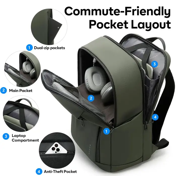 BANGE Carry On Sacs à dos légers pour ordinateur portable de 15,6 pouces pour hommes, pour les voyag