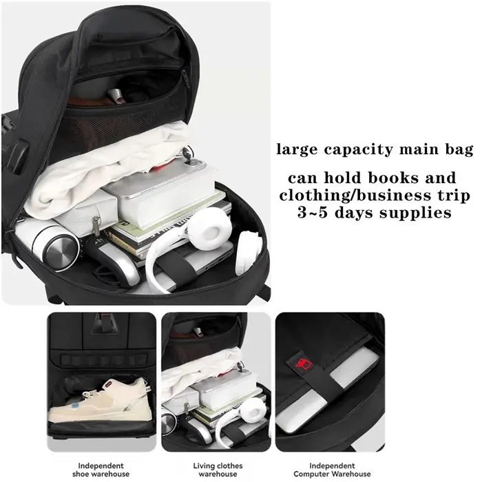 Sac à dos de voyage extensible pour ordinateur portable de grande capacité 60L, grand sac à dos d'af