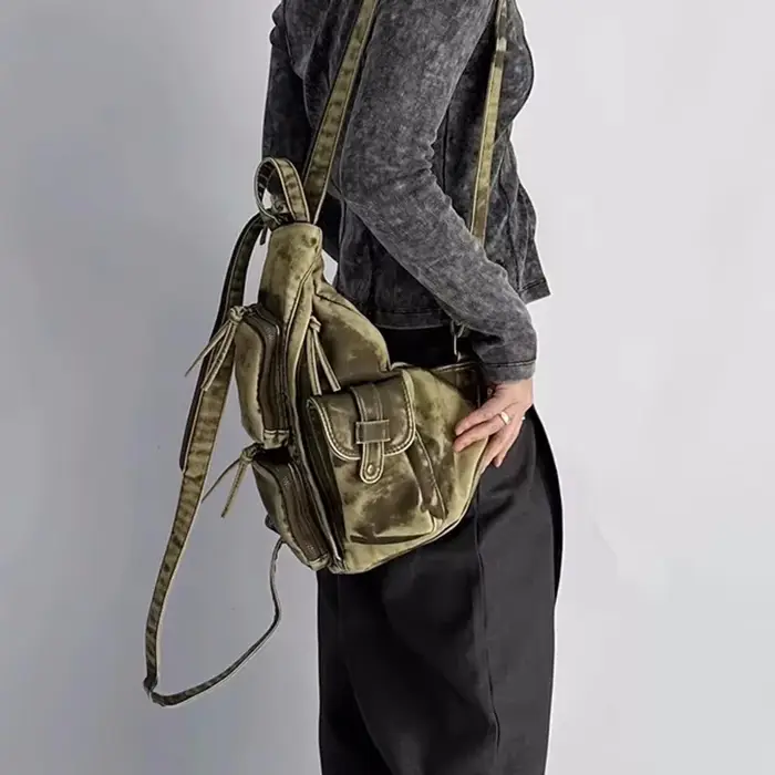 Annmouler-Sac à Dos de Styliste en Cuir Doux Délavé pour Femme