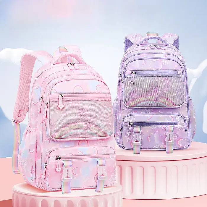Sac à dos enfant pour fille arc-en-ciel papillon enfants Bookbag sac d'école sac à dos