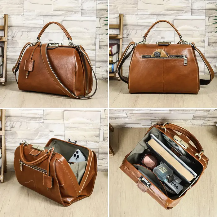Sacs de médecin en cuir véritable CONTACT'S pour femmes, sacs à bandoulière de luxe de créateur, sac