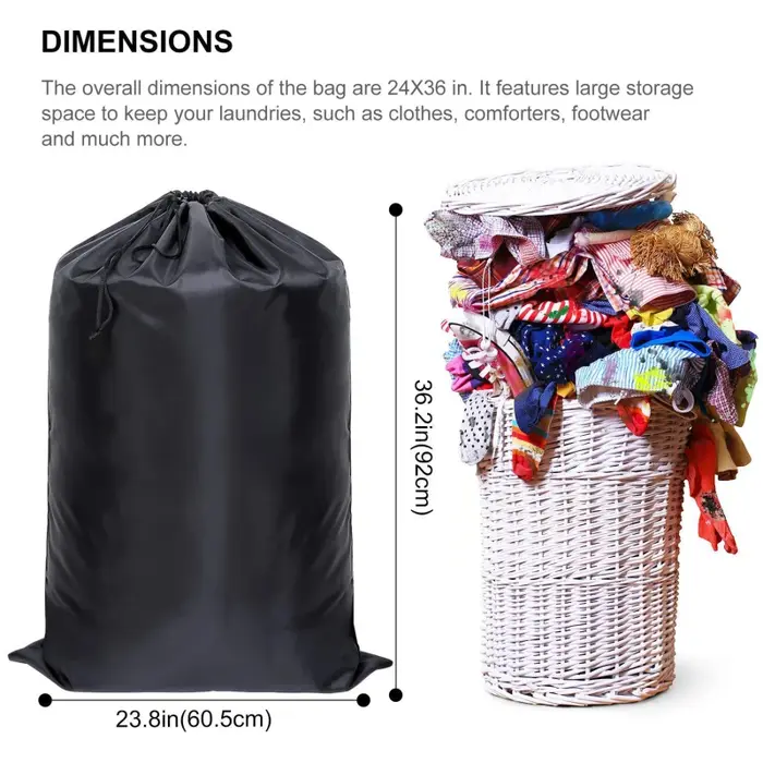 Grand sac à linge robuste en polyester avec cordon de serrage pour l'école