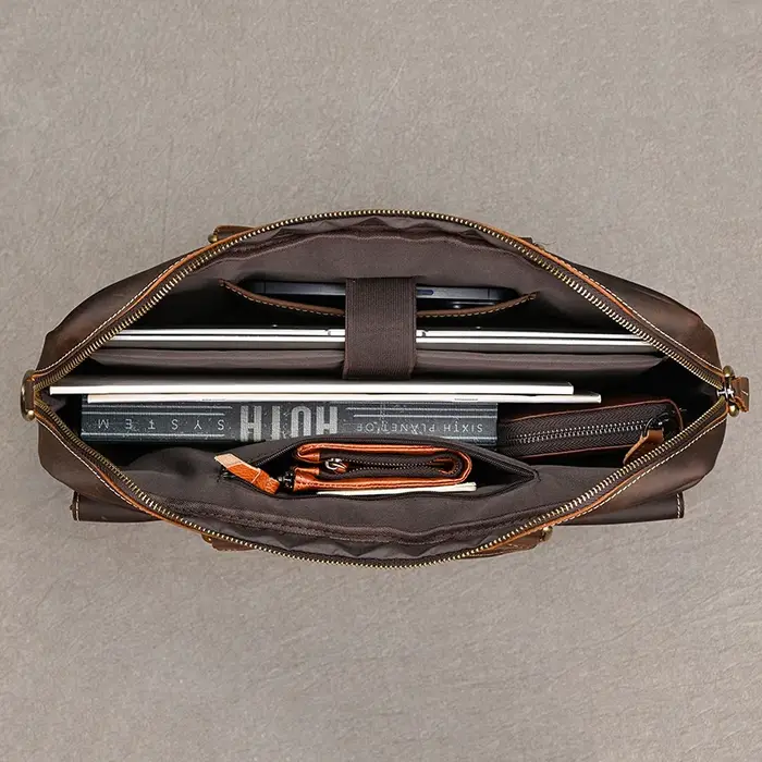 Porte-documents en cuir véritable pour hommes