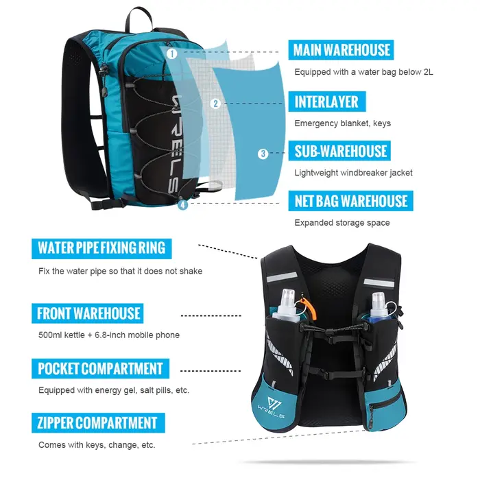 Sac à dos de course à pied WRELS pour l'extérieur