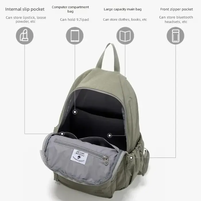 Fouvor Sac à dos pour femme 2025 Nouveau style minimaliste décontracté tissu Oxford grande capacité pour sports de plein air sac à dos de voyage 3059-03