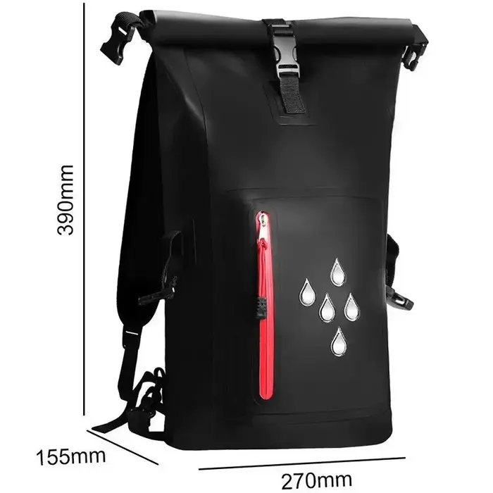 Sac à dos étanche en PVC, sac de natation robuste à fermeture à roulettes avec poche frontale à ferm