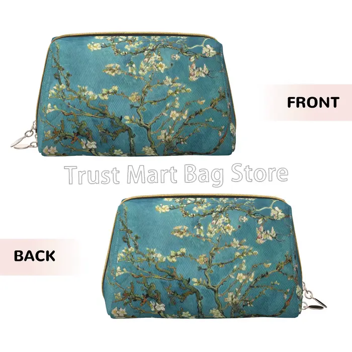 Vincent Van Gogh fleur d'amande grand sac de maquillage de voyage sacs à cosmétiques en cuir sac de rangement pour femmes pochette de toilette étanche