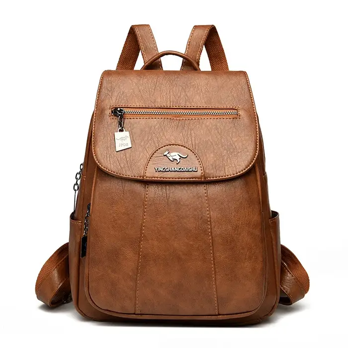 14 "(35 cm) sac à dos en peau de mouton Vintage sac d'école pour ordinateur portable sac à dos souple pour femme sac