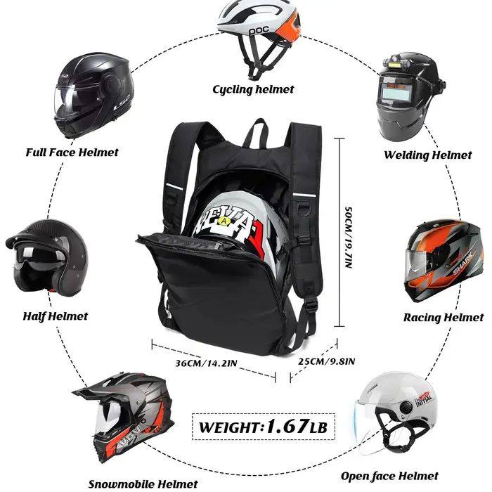 Sac à dos de moto 50L, grand sac à dos multifonctionnel pour motocyclistes