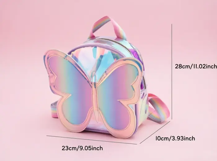 Sac à dos tendance pour filles, design papillon laser, mochila pour enfants