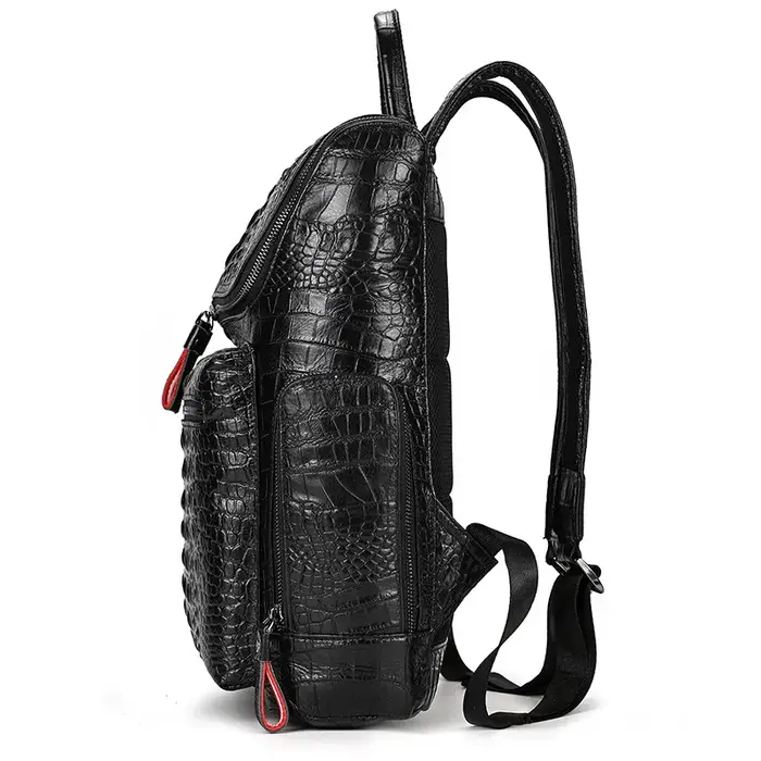 Crocodile en cuir véritable 15.6 pouces sac à dos pour ordinateur portable hommes sacs de voyage sac à dos étanche grand sac à dos pour adolescent cartable
