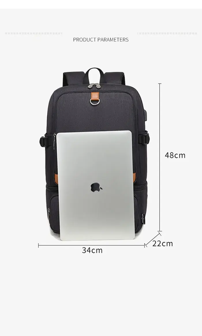 Sac à dos isotherme noir pour ordinateur portable, sacs isothermes, compartiment USB, sacs à dos éta
