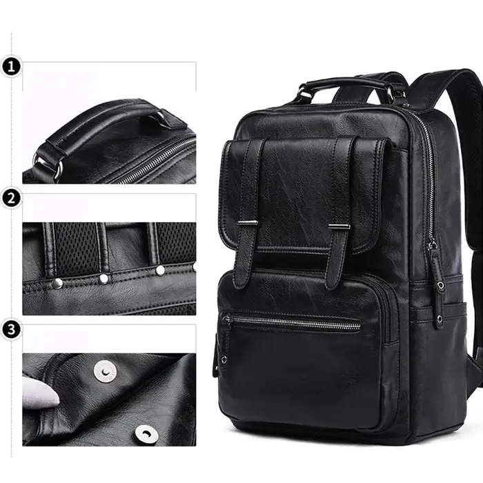 MOYYI-Sac à dos en cuir pour ordinateur portable pour homme, sac à dos de voyage étanche, sac d'affa