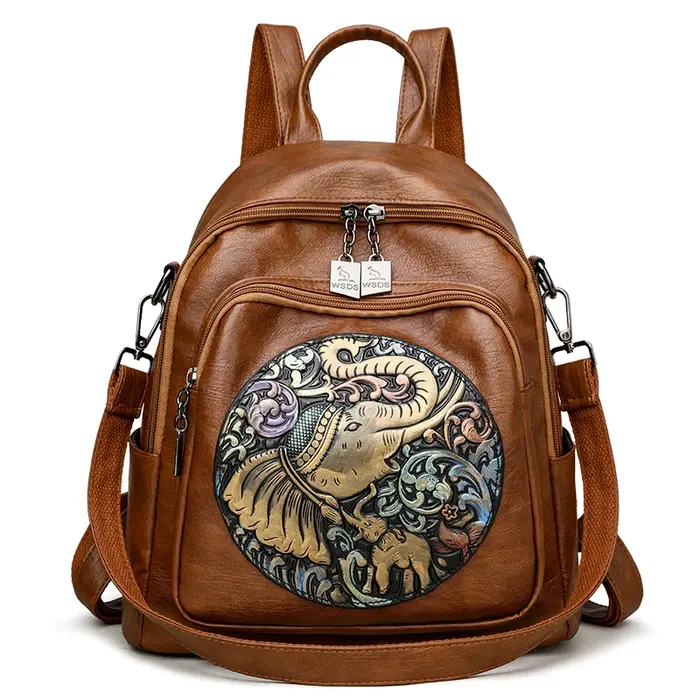 2024 Sacs à dos design imprimé éléphant Sac à dos en cuir de couleur unie de haute qualité Marque de luxe pour femmes