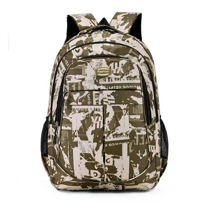 Sac à dos d'étudiant de style camouflage imprimé à la mode pour garçons