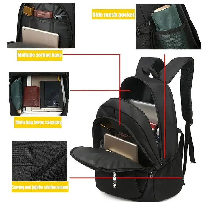 Sacs à dos pour hommes Oxford sac à dos étanche sac d'ordinateur d'affaires sac à dos de voyage décontracté cartable pour lycéens
