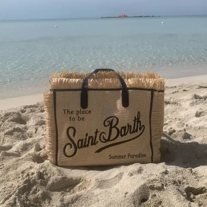 Sac de plage en tapis de paille, sac à main à pompons fait main, sac fourre-tout en toile denim, sac