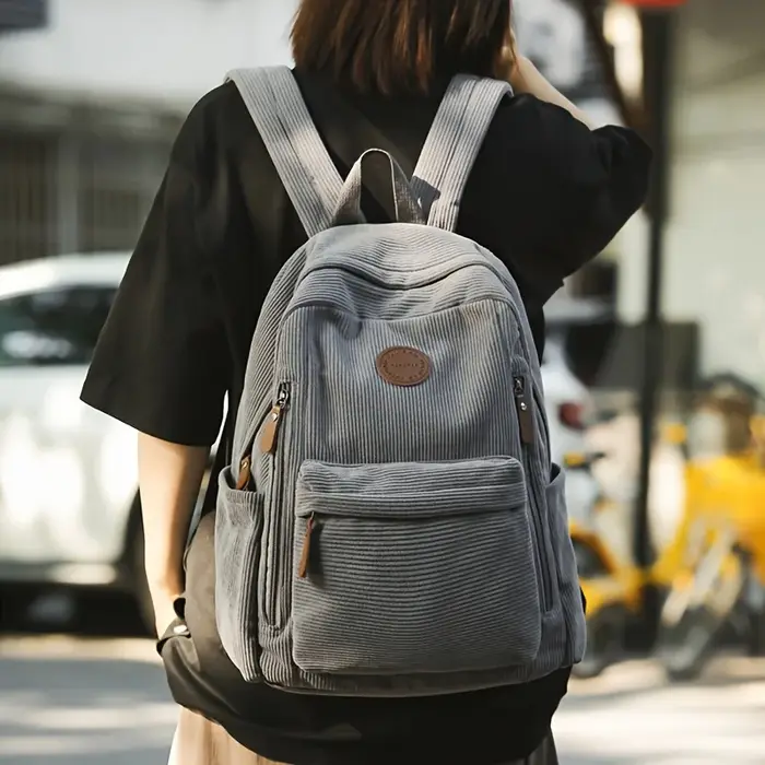 Sac à dos en velours côtelé vert olive pour femme