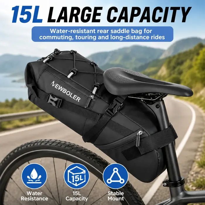 NEWBOLER 15L/10L Sacoche de vélo grande capacité