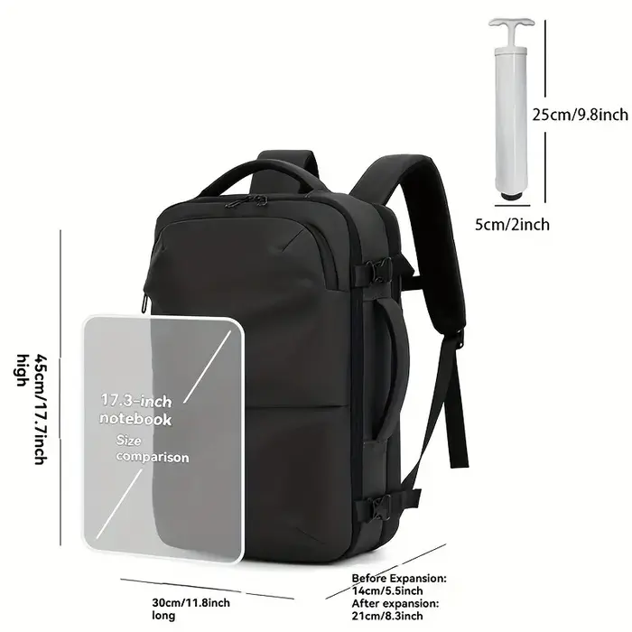 Sac à dos pour ordinateur portable étanche multifonctionnel de grande capacité sous vide pour hommes