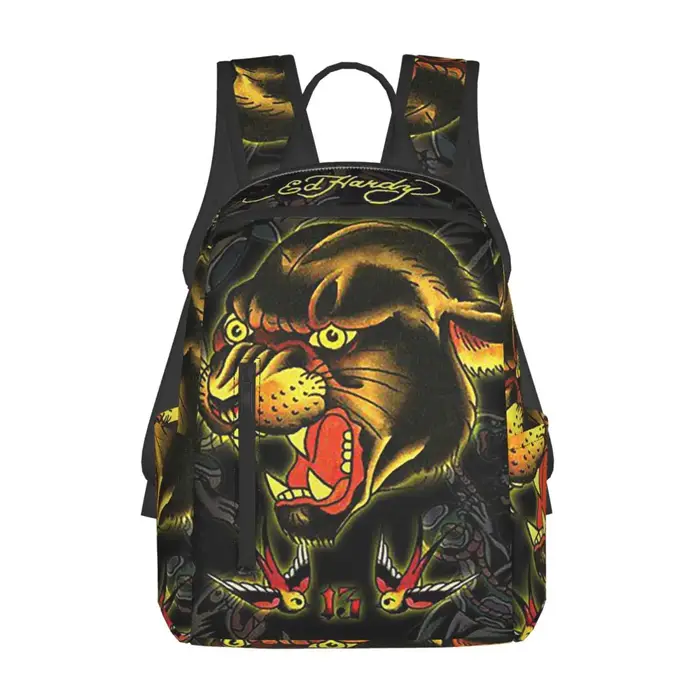 Ed-hardy Tattoo Tiger Skull Sac à dos grande capacité pour garçons et filles, sac d'école, sacs à ba