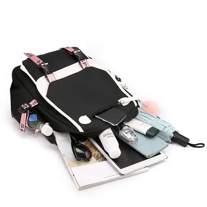 Style coréen lycée sac à dos pour adolescente mode noir blanc étudiant filles sac à dos cartable mignon livre sac