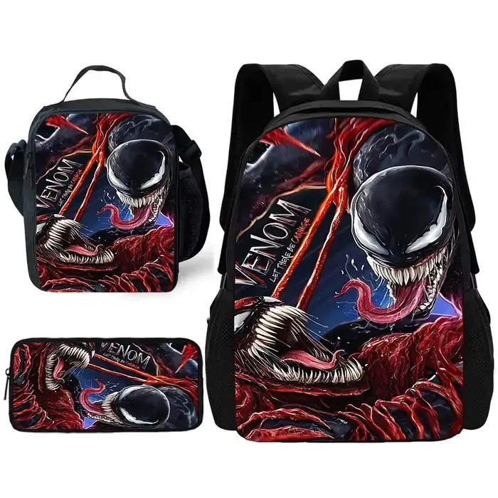 Sac à dos d'école Marvels Venom pour enfants avec sacs à lunch