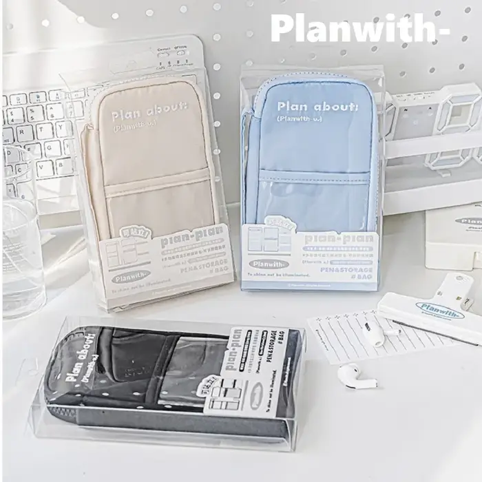 Planwith – sac à crayons de rangement multifonctionnel de grande capacité, pochette de rangement étanche à trois volets pour certificats