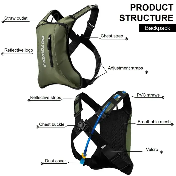 Sac à eau pour moto, sac d'hydratation pour vtt hors route