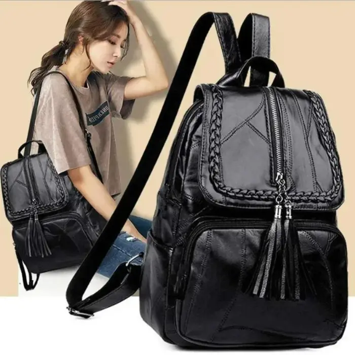 Sac à dos noir à la mode et polyvalent