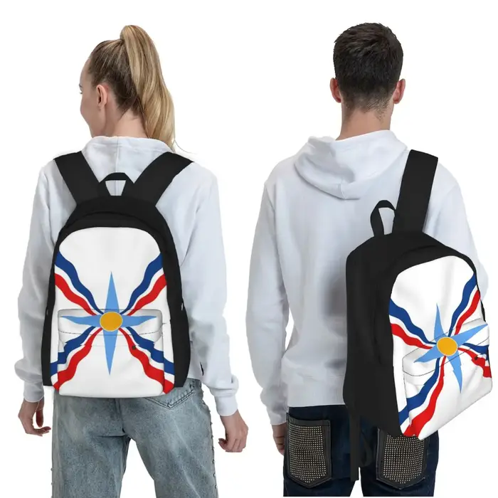 Sac à dos d'école de luxe avec drapeau assyrien Suryoyo pour étudiants