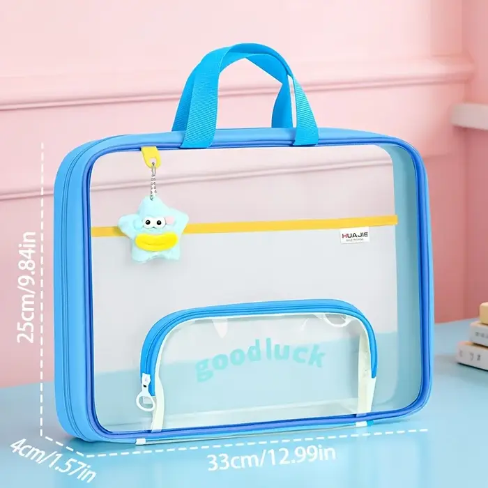 Sac de classement portable pour étudiants, grande ouverture, grande capacité, avec fermeture éclair,