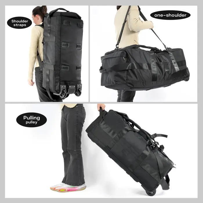 Sac de sport roulant 80L avec roulettes Sac de voyage pliable robuste de 31 pouces Bagage