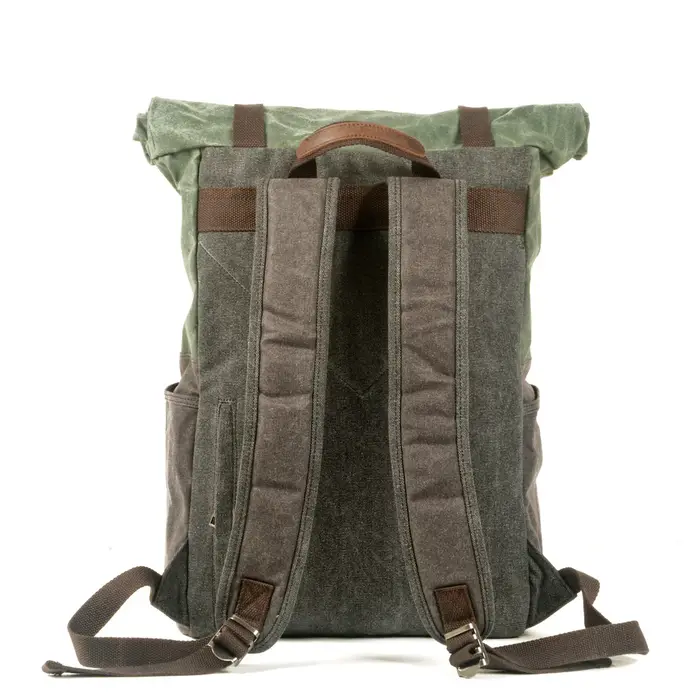 Sac en Toile Rétro Europe et Etats-Unis, Cire à l'Huile Contrastée SR, Cartable pour Étudiant, Rando