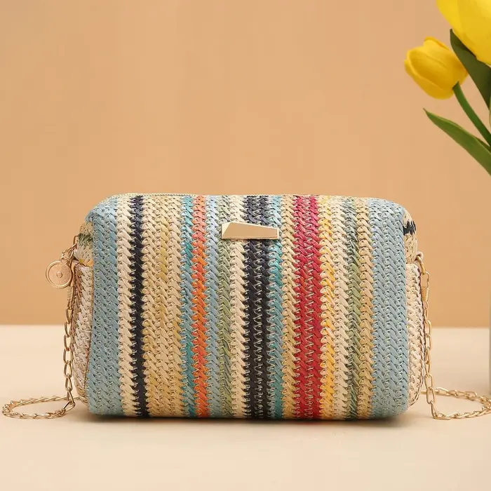 Sac arc-en-ciel tissé coloré pour fille