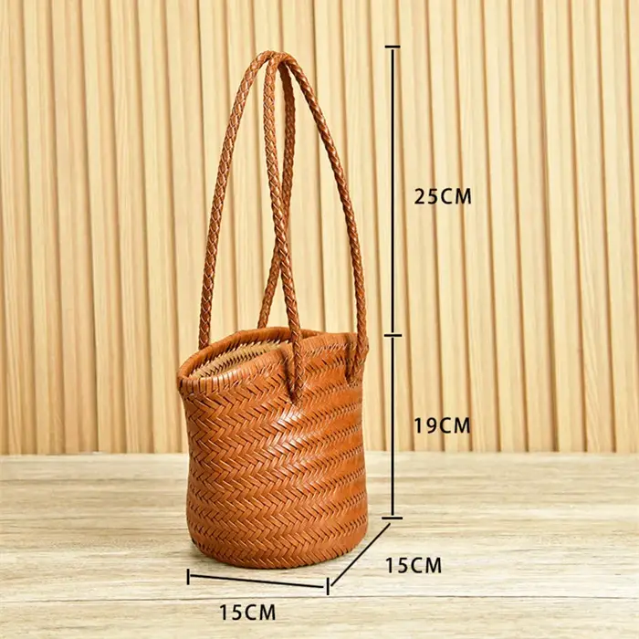 Sac seau en cuir vintage fait à la main, fourre-tout de plage de voyage