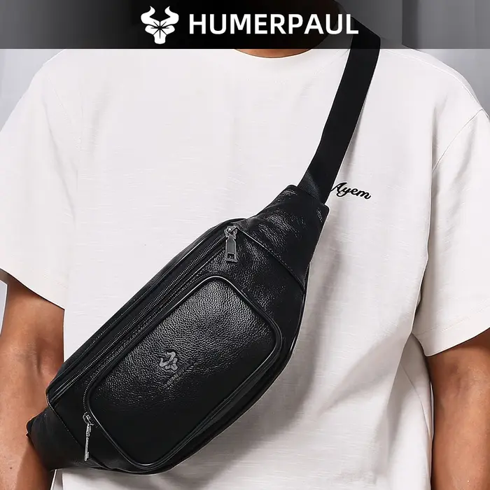 Sac banane HUMERPAUL pour homme en cuir de vachette