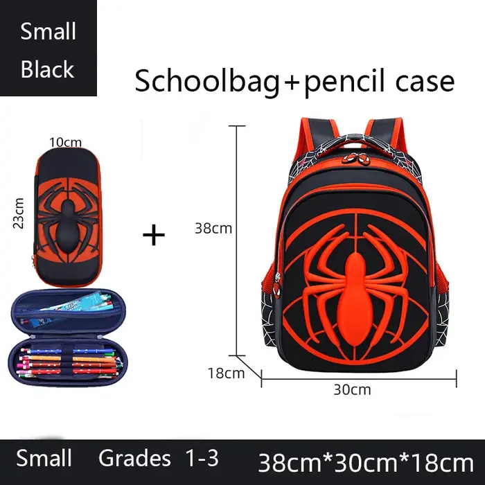 Spider sac à dos + trousse à crayons ensemble pour garçons sac d'école primaire pour enfants sac