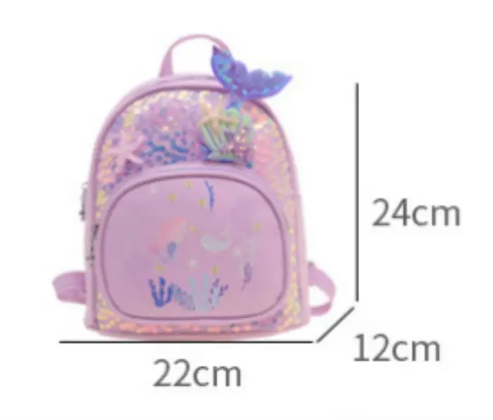 Sac à dos personnalisé à paillettes sirène avec nom brodé