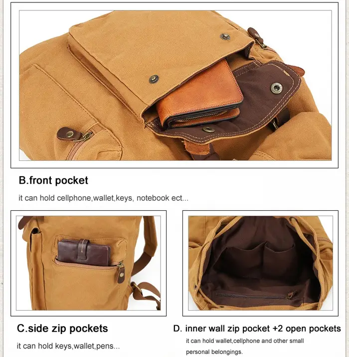 Sac à dos militaire en cuir vintage pour hommes et femmes