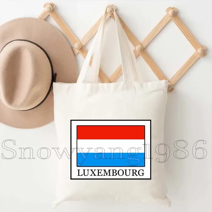Mignon Luxembourg carte de la ville drapeau aquarelle horizon cadeaux Shopper Harajuku toile sac fourre-tout coton