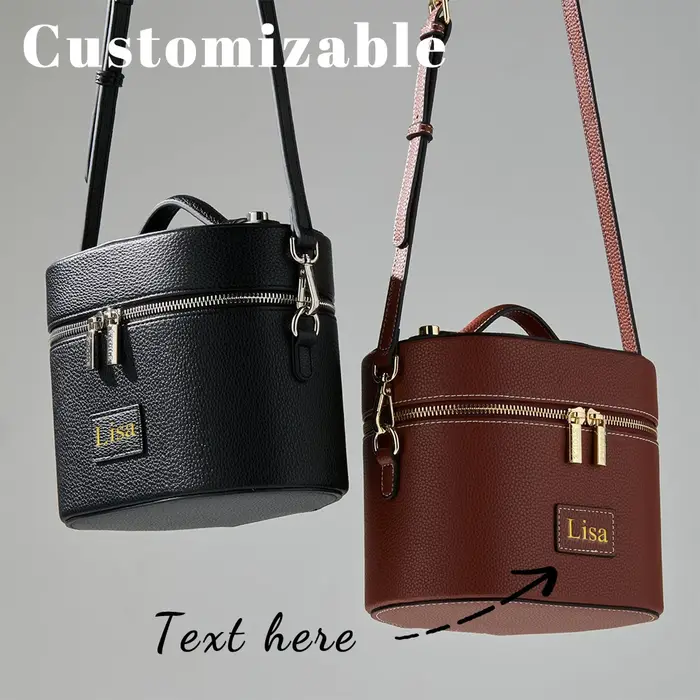 Sac cosmétique en cuir PU personnalisé avec nom : simple