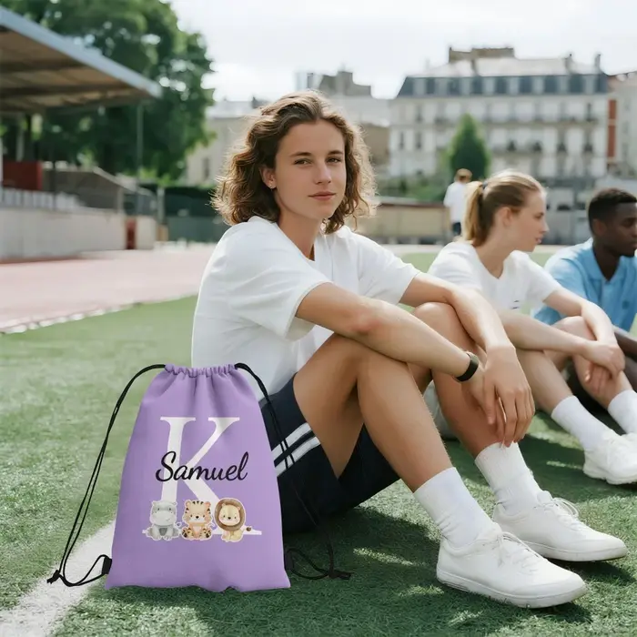 Sac à dos personnalisé durable - Sac à cordon avec initiales personnalisées